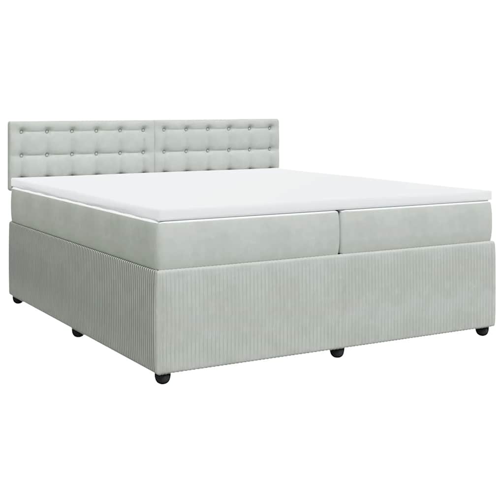 Giroletto a Molle con Materasso Grigio Chiaro 200x200cm Velluto