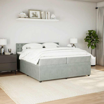 Giroletto a Molle con Materasso Grigio Chiaro 200x200cm Velluto