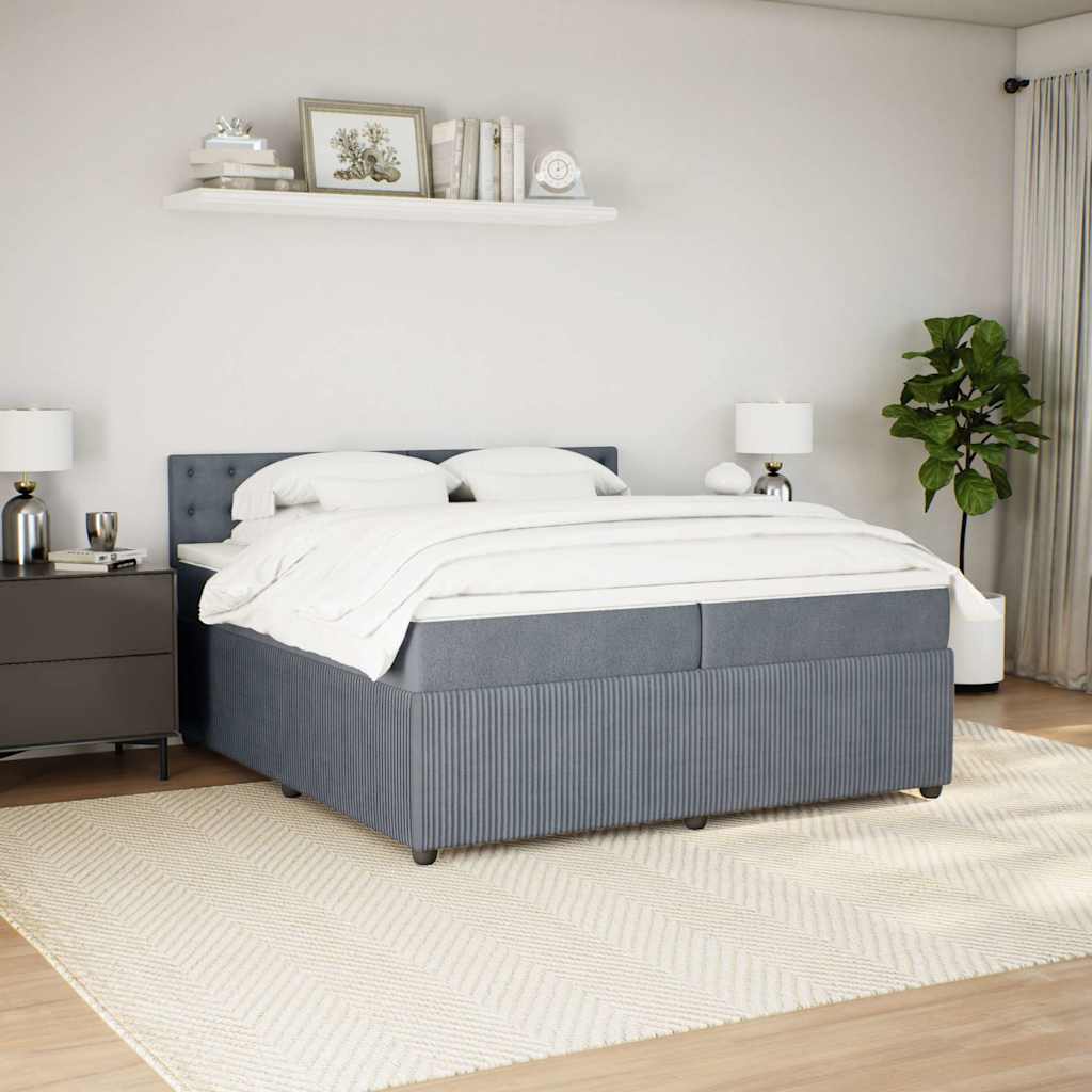 Giroletto a Molle con Materasso Grigio Scuro 200x200 cm Velluto