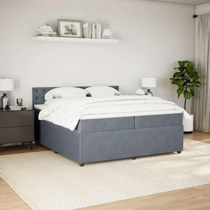 Giroletto a Molle con Materasso Grigio Scuro 200x200 cm Velluto