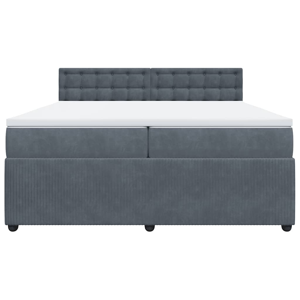 Giroletto a Molle con Materasso Grigio Scuro 200x200 cm Velluto