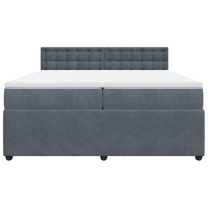 Giroletto a Molle con Materasso Grigio Scuro 200x200 cm Velluto