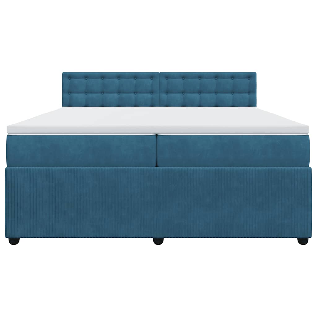 Giroletto a Molle con Materasso Blu 200x200 cm in Velluto