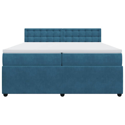 Giroletto a Molle con Materasso Blu 200x200 cm in Velluto