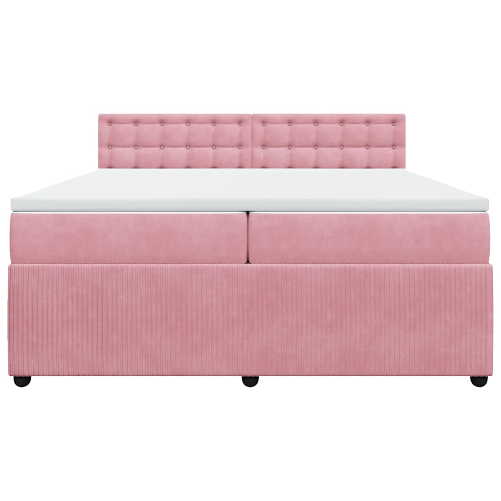 Giroletto a Molle con Materasso Rosa 200x200 cm in Velluto