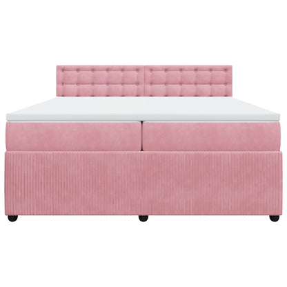 Giroletto a Molle con Materasso Rosa 200x200 cm in Velluto