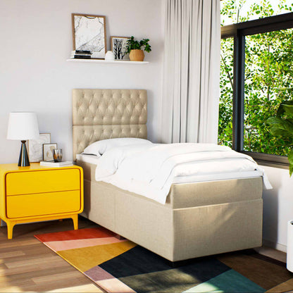 Giroletto a Molle con Materasso Crema 80x200 cm inTessuto - homemem39