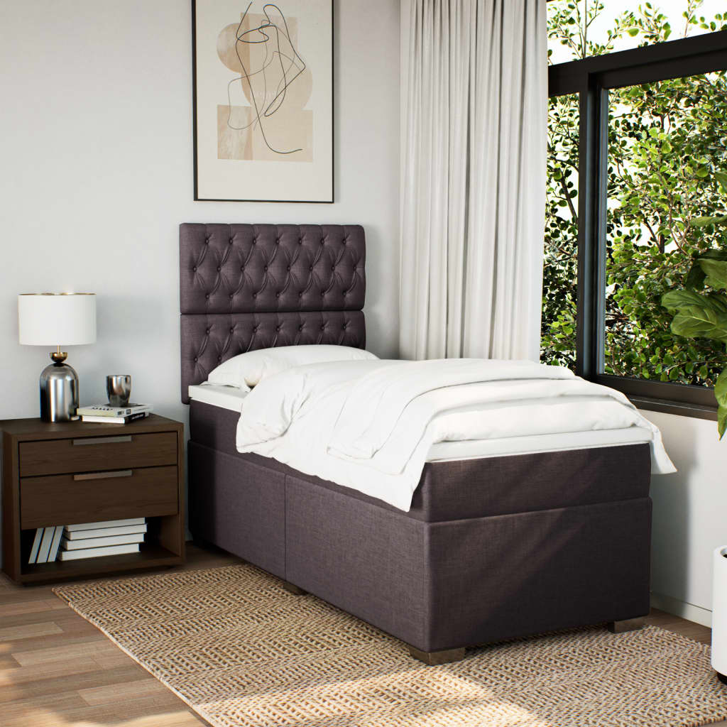 Giroletto a Molle con Materasso Marrone Scuro 90x190cm Tessuto | homemem39