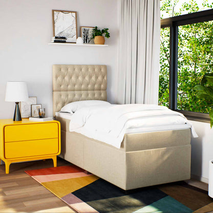 Giroletto a Molle con Materasso Crema 90x190 cm in Tessuto | homemem39
