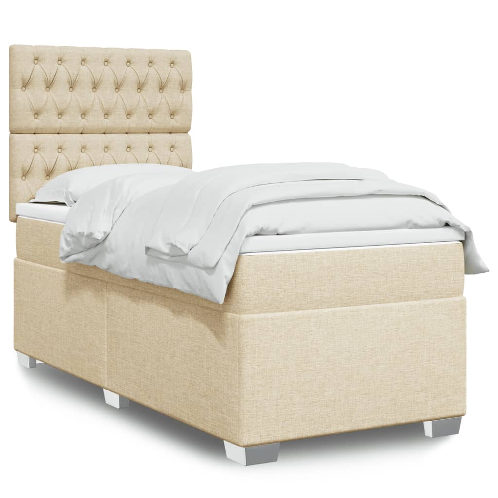 Giroletto a Molle con Materasso Crema 90x190 cm in Tessuto | homemem39