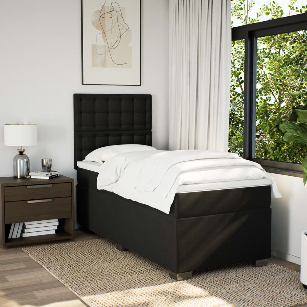 Giroletto a Molle con Materasso Nero 90x190 cm in Tessuto | homemem39