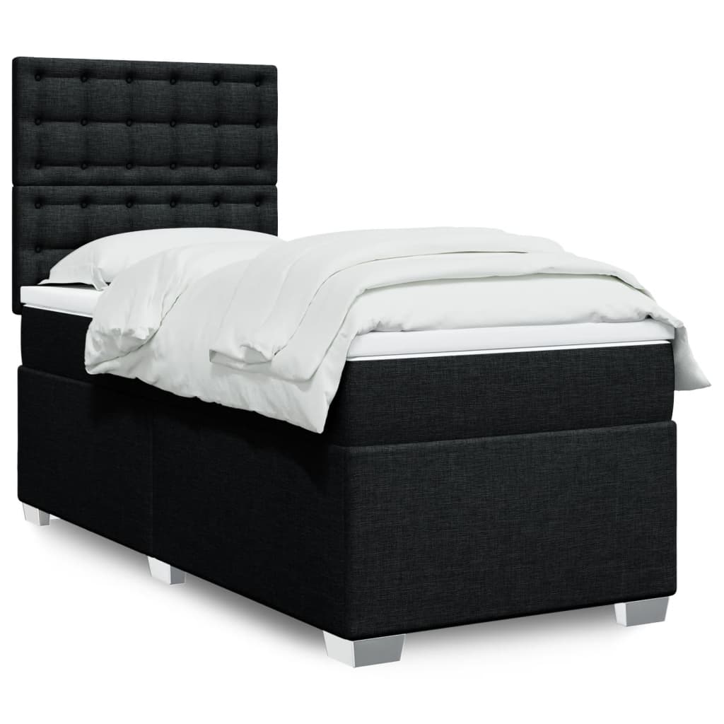 Giroletto a Molle con Materasso Nero 90x190 cm in Tessuto | homemem39