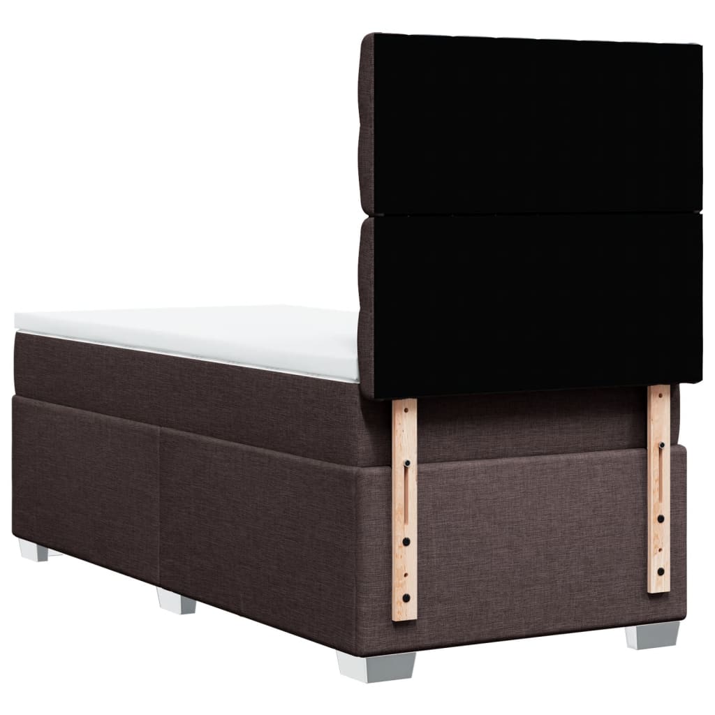 Giroletto a Molle con Materasso Marrone Scuro 90x200 cm Tessuto | homemem39