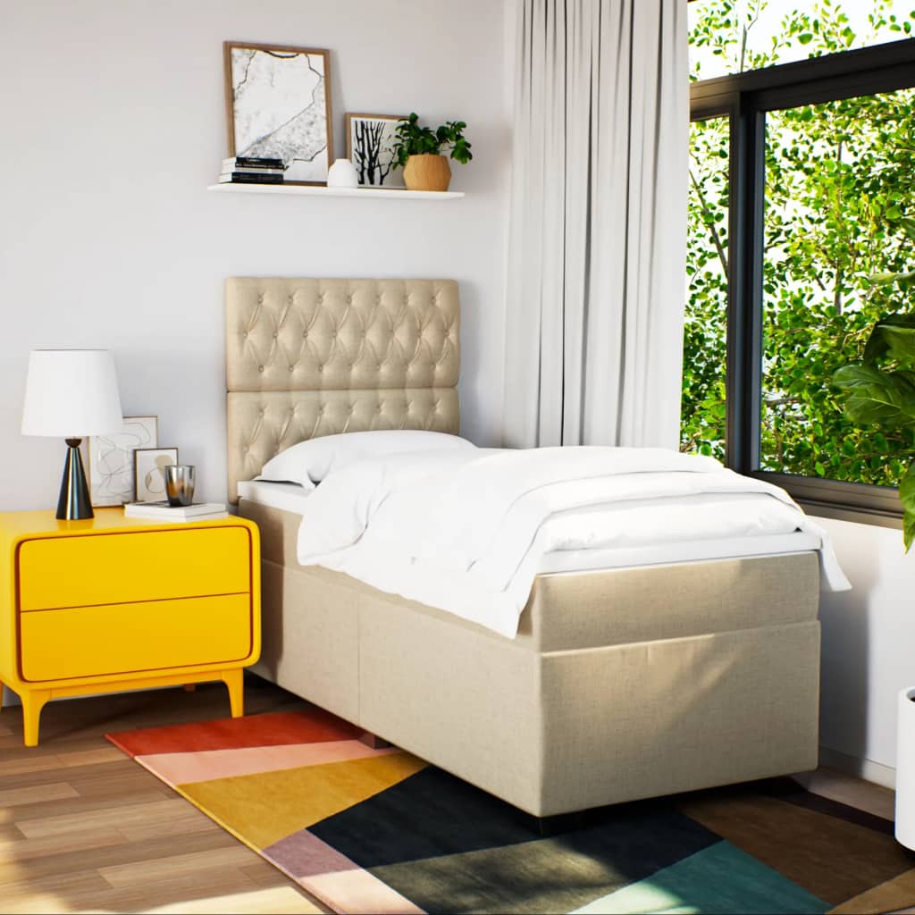 Giroletto a Molle con Materasso Crema 90x200 cm inTessuto | homemem39