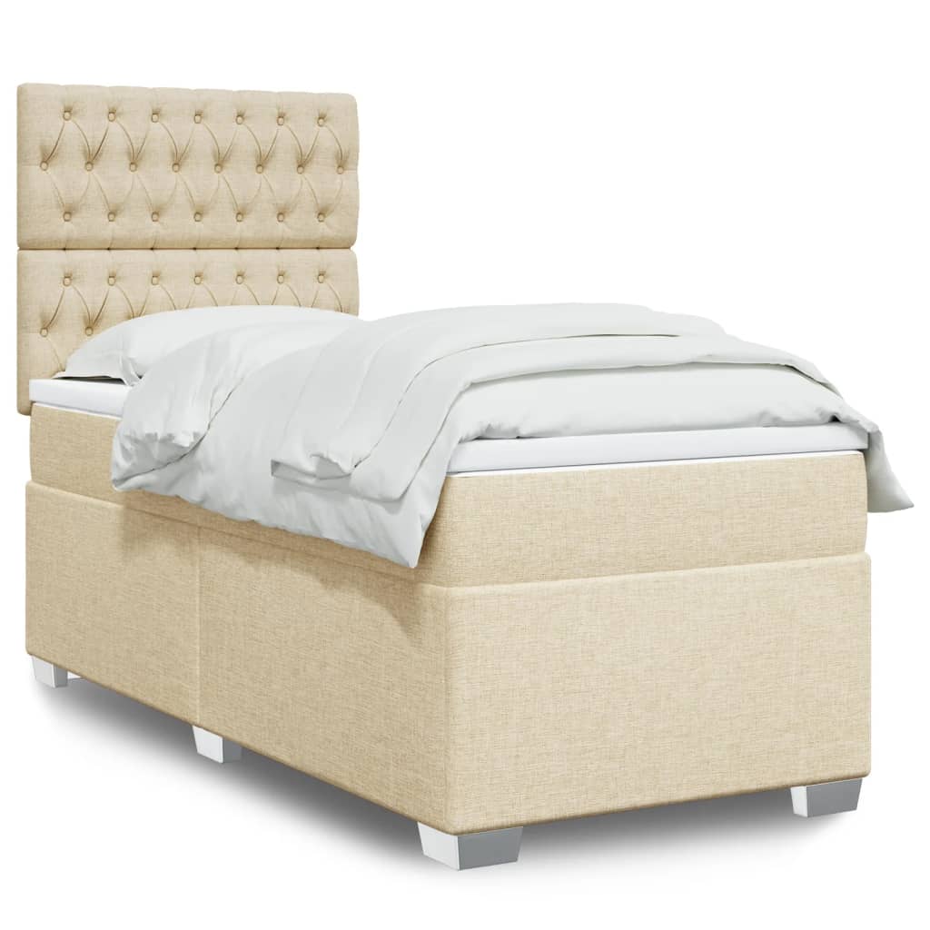 Giroletto a Molle con Materasso Crema 90x200 cm inTessuto | homemem39