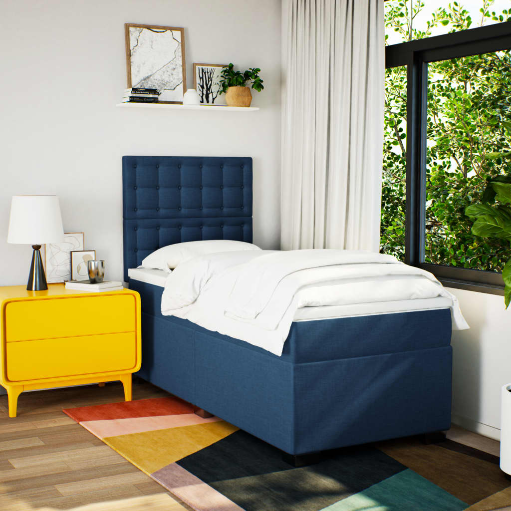 Giroletto a Molle con Materasso Blu 90x200 cm inTessuto | homemem39