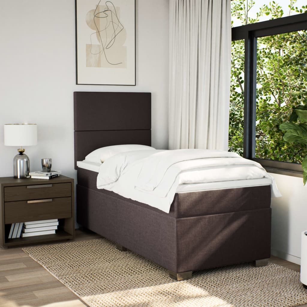Giroletto a Molle con Materasso Marrone Scuro 100x200cm Tessuto | homemem39