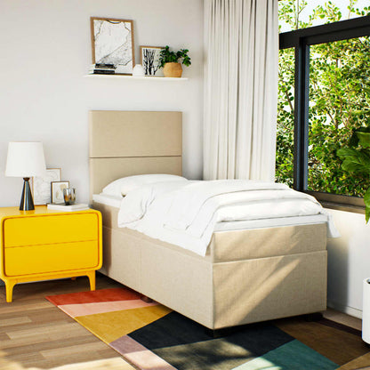 Giroletto a Molle con Materasso Crema 100x200 cm in Tessuto - homemem39