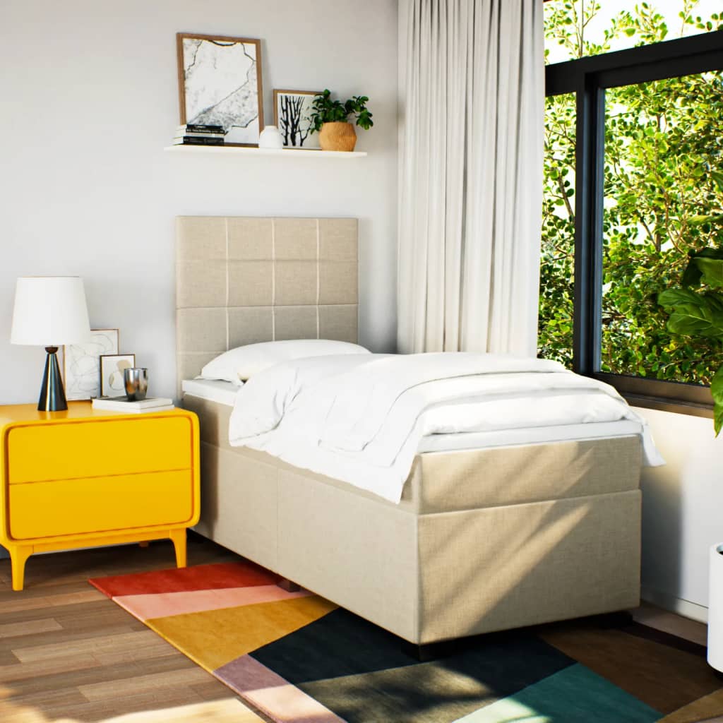 Giroletto a Molle con Materasso Crema 100x200 cm in Tessuto - homemem39