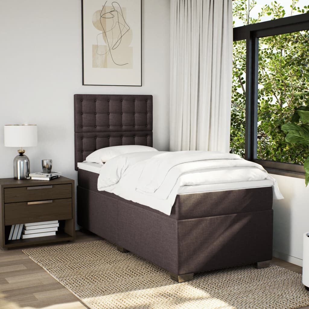 Giroletto a Molle con Materasso Marrone Scuro 100x200cm Tessuto | homemem39