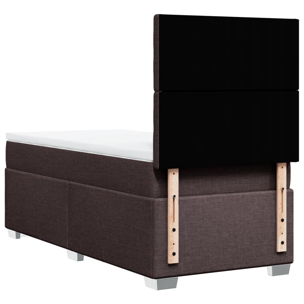 Giroletto a Molle con Materasso Marrone Scuro 100x200cm Tessuto | homemem39