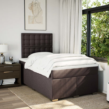 Giroletto a Molle con Materasso Marrone Scuro 120x190cm Tessuto | homemem39
