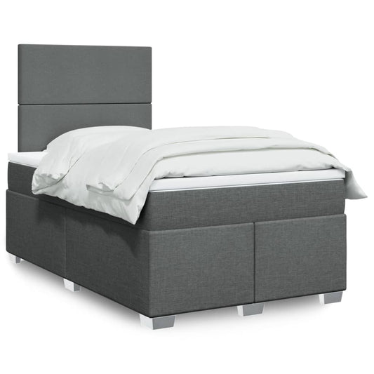 Giroletto a Molle con Materasso Grigio Scuro 120x200 cm Tessuto