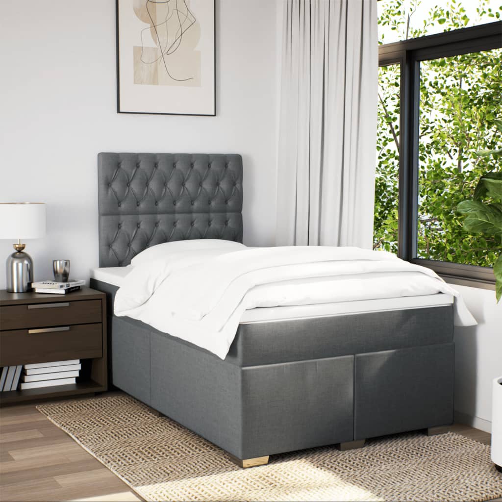 Giroletto a Molle con Materasso Grigio Scuro 120x200 cm Tessuto