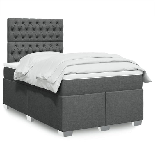 Giroletto a Molle con Materasso Grigio Scuro 120x200 cm Tessuto