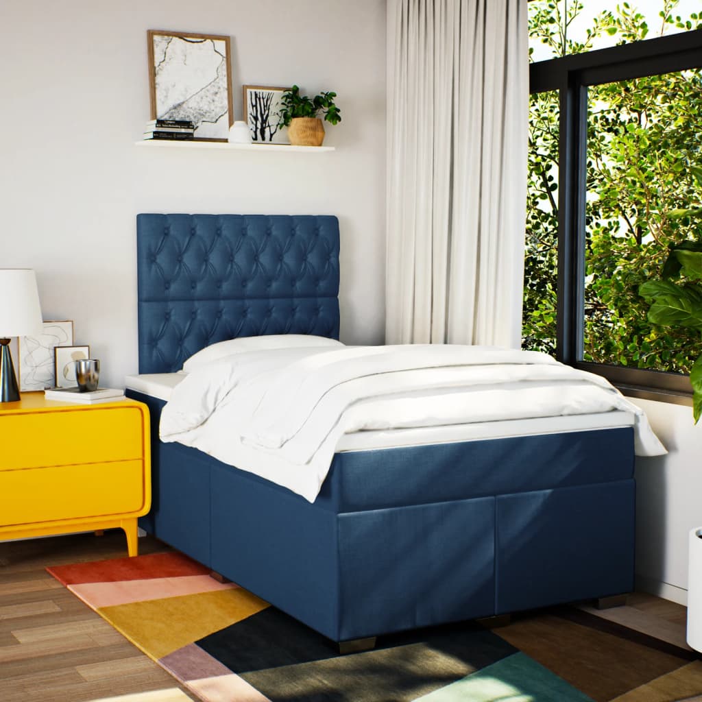 Giroletto a Molle con Materasso Blu 120x200 cm in Tessuto | homemem39