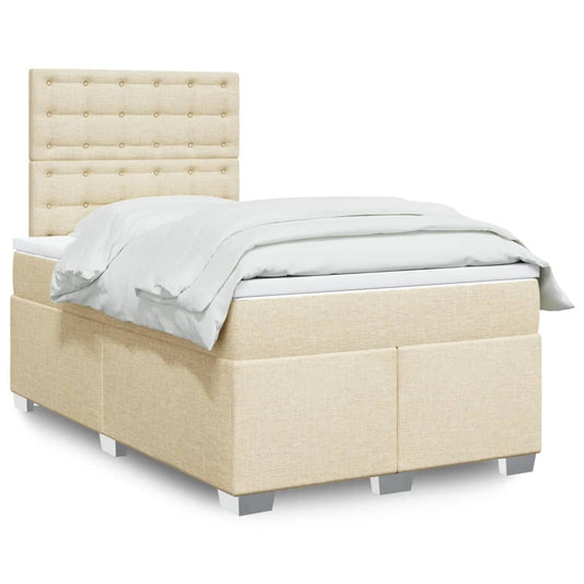 Giroletto a Molle con Materasso Crema 120x200 cm in Tessuto