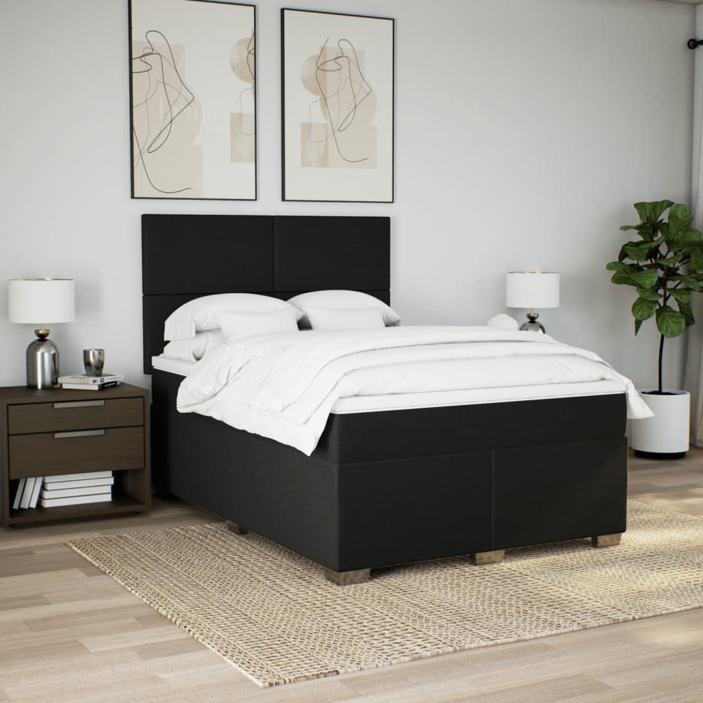Giroletto a Molle con Materasso Nero 140x190 cm in Tessuto | homemem39