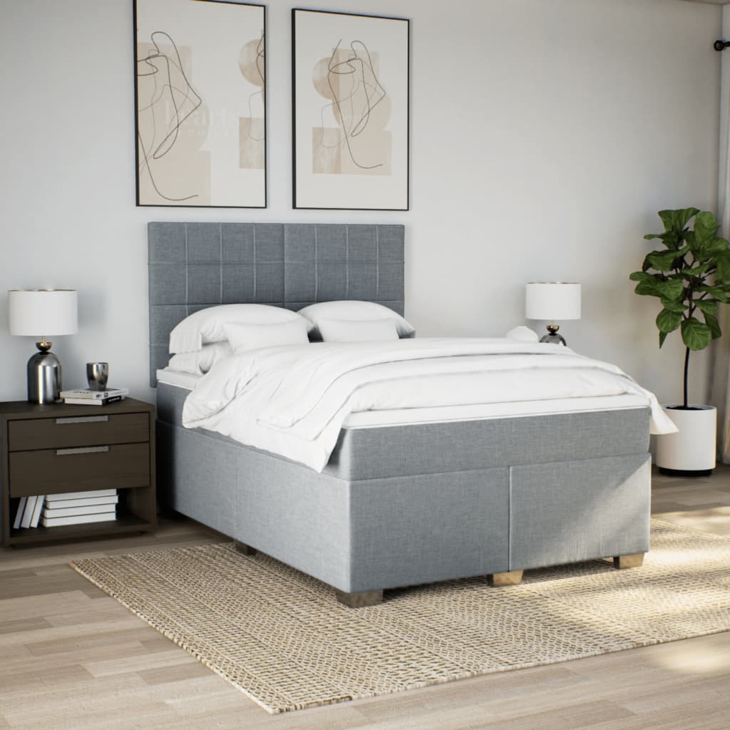 Giroletto a Molle con Materasso Grigio Chiaro 140x190cm Tessuto | homemem39