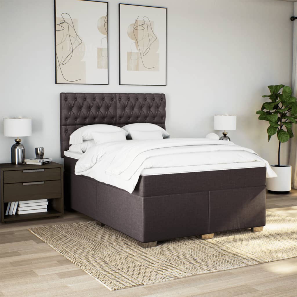 Giroletto a Molle con Materasso Marrone Scuro 140x190cm Tessuto | homemem39