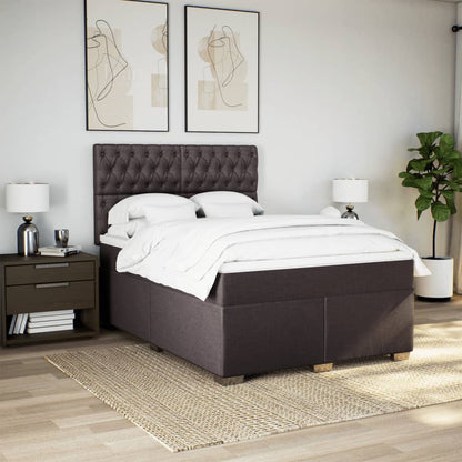 Giroletto a Molle con Materasso Marrone Scuro 140x190cm Tessuto | homemem39