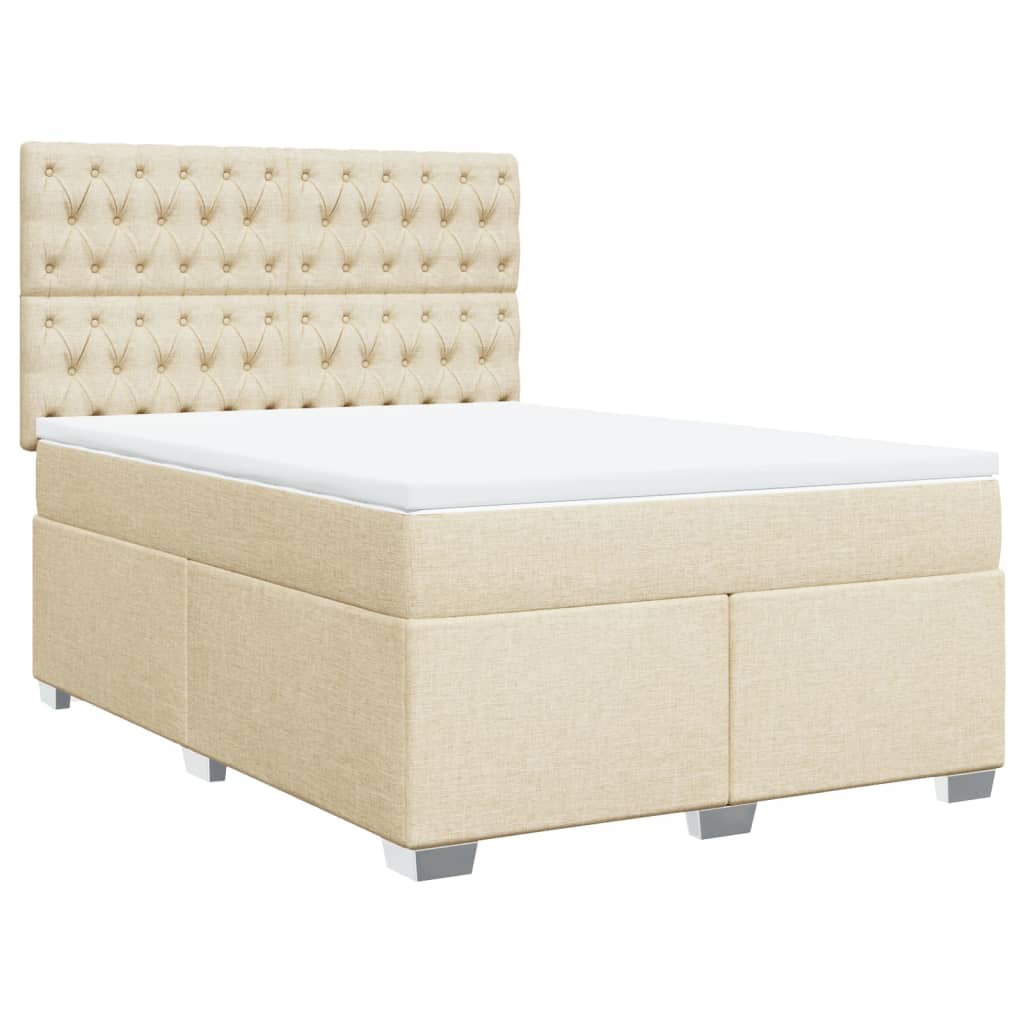 Giroletto a Molle con Materasso Crema 140x19 cm in Tessuto | homemem39