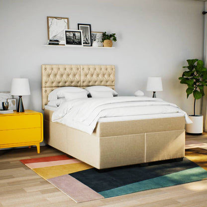 Giroletto a Molle con Materasso Crema 140x19 cm in Tessuto | homemem39