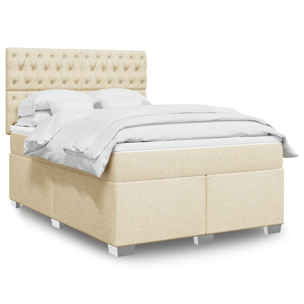 Giroletto a Molle con Materasso Crema 140x19 cm in Tessuto | homemem39