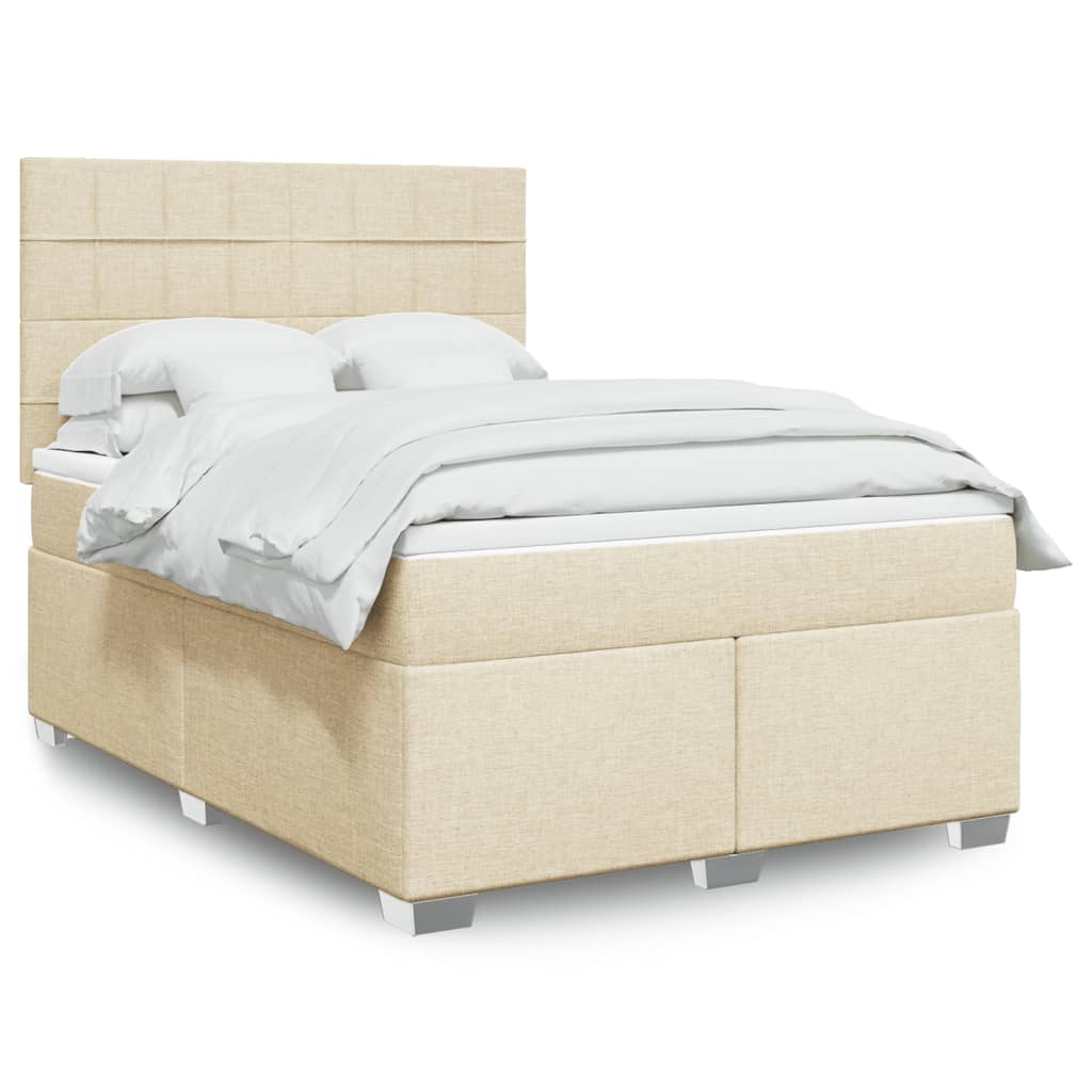 Giroletto a Molle con Materasso Crema 140x200 cm in Tessuto | homemem39