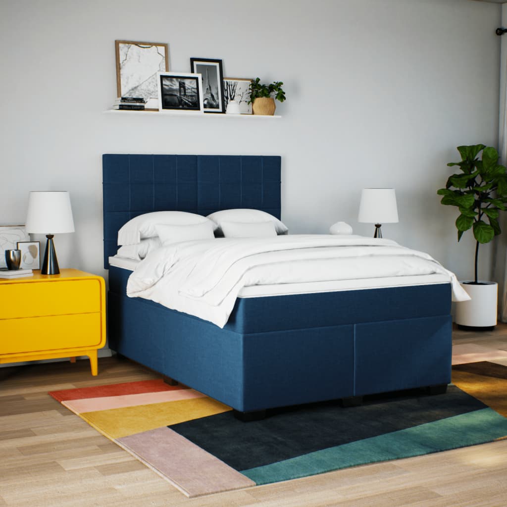 Giroletto a Molle con Materasso Blu 140x200 cm in Tessuto | homemem39