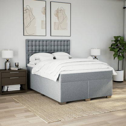 Giroletto a Molle con Materasso Grigio Chiaro 140x200cm Tessuto