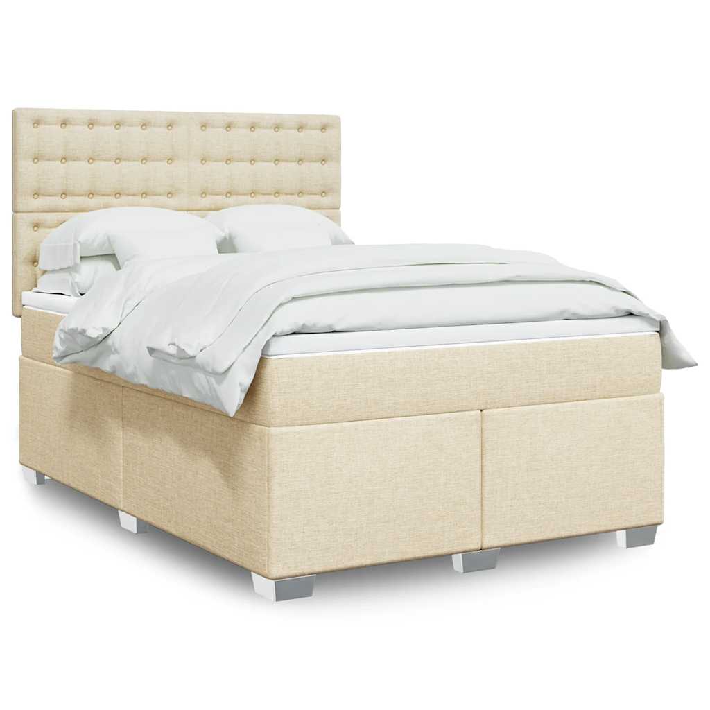 Giroletto a Molle con Materasso Crema 140x200 cm in Tessuto | homemem39