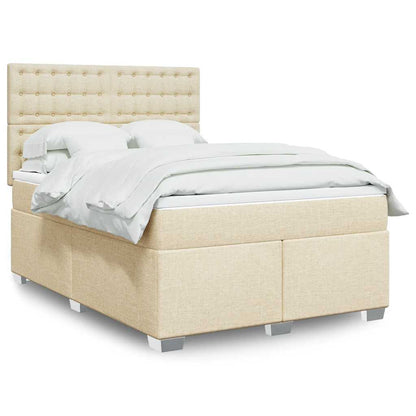 Giroletto a Molle con Materasso Crema 140x200 cm in Tessuto | homemem39