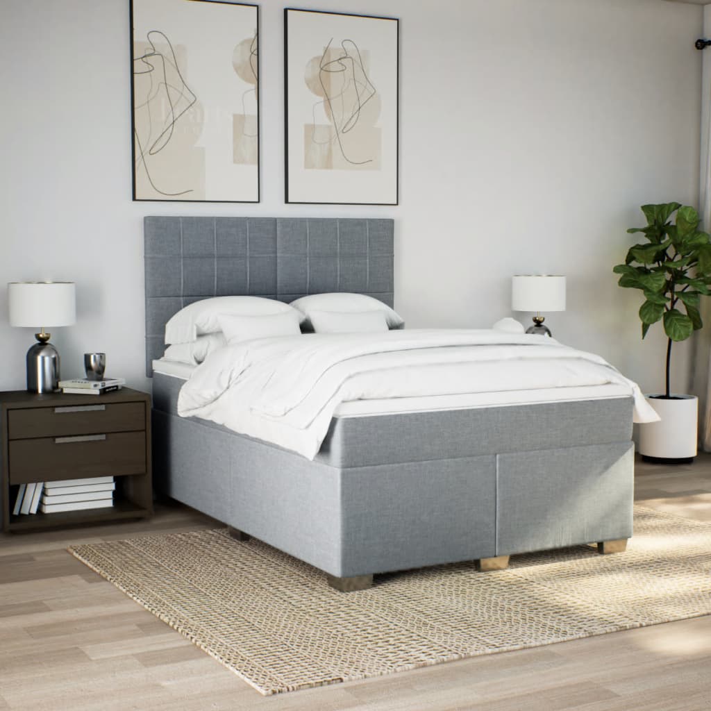 Giroletto a Molle con Materasso Grigio Chiaro 160x200cm Tessuto | homemem39