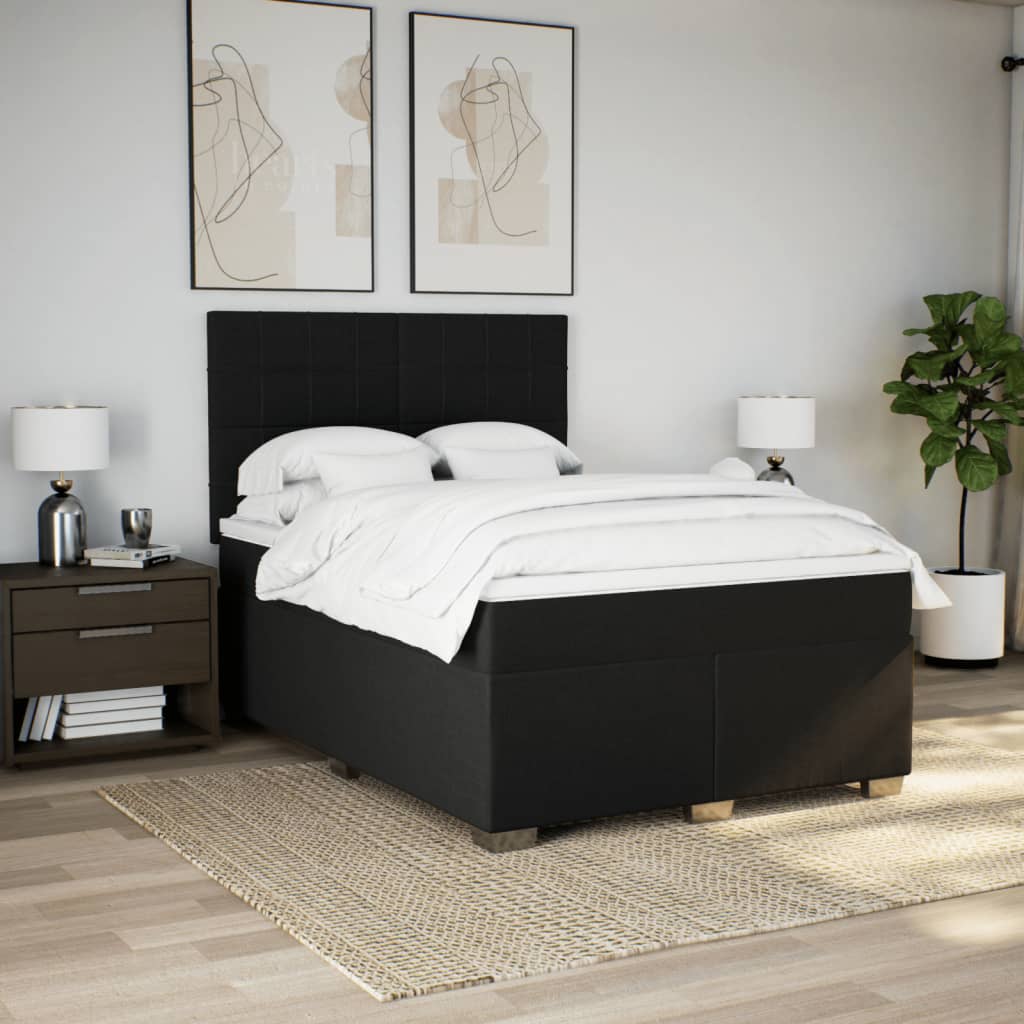 Giroletto a Molle con Materasso Nero 160x200 cm in Tessuto | homemem39