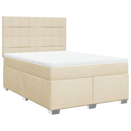 Giroletto a Molle con Materasso Crema 160x200 cm in Tessuto | homemem39