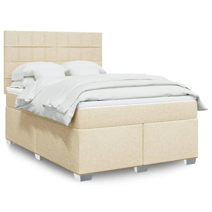 Giroletto a Molle con Materasso Crema 160x200 cm in Tessuto | homemem39