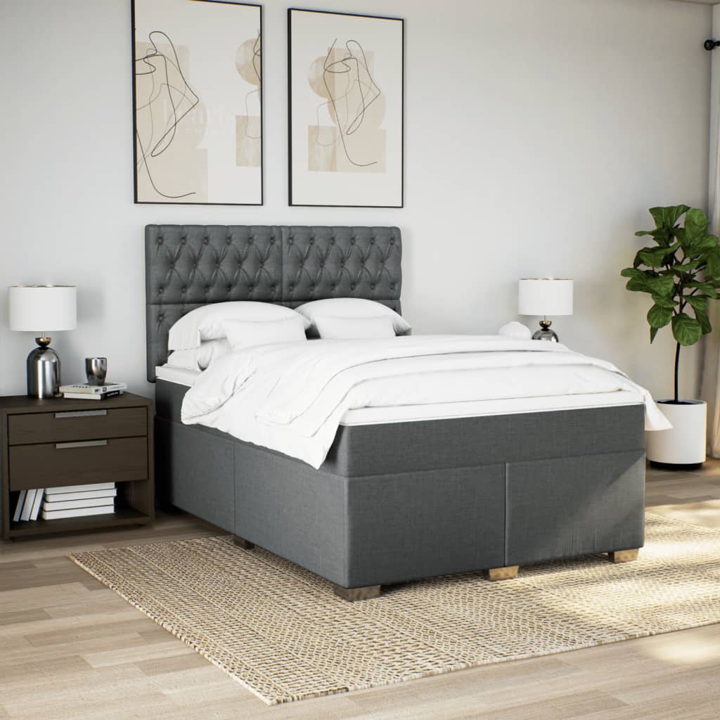 Giroletto a Molle con Materasso Grigio Scuro 160x200 cm Tessuto | homemem39