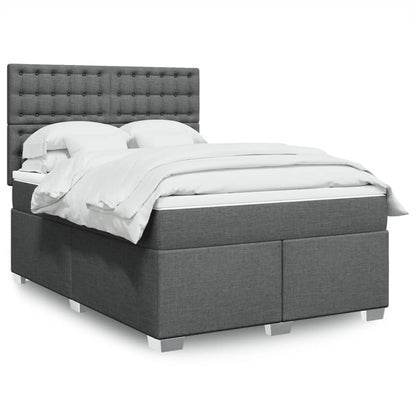 Giroletto a Molle con Materasso Grigio Scuro 160x200 cm Tessuto