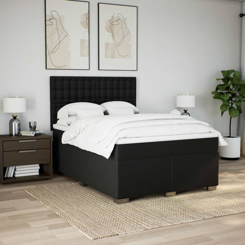 Giroletto a Molle con Materasso Nero 160x200 cm in Tessuto | homemem39